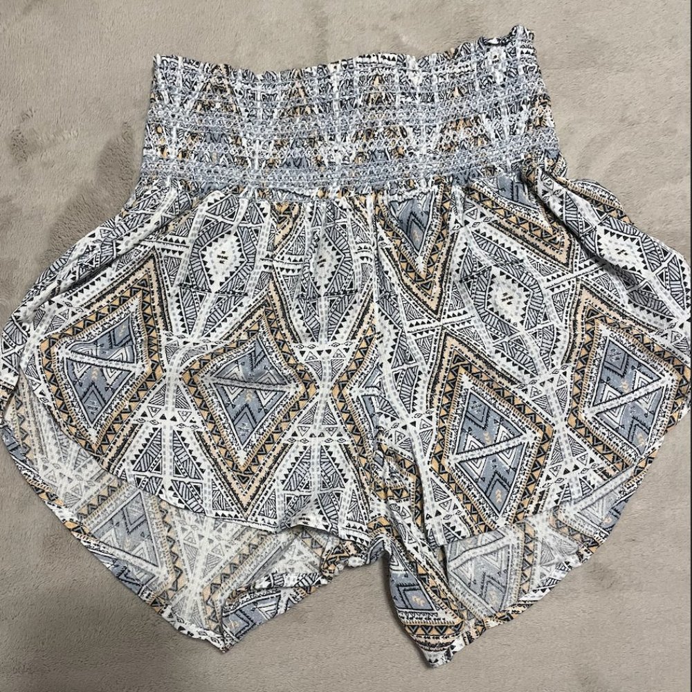 Rewash Patterned High Waisted Flowy Shorts